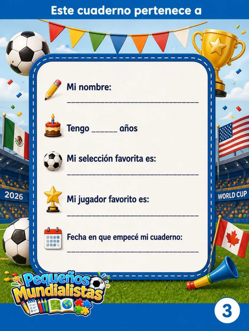 Página 3 del cuaderno Pequeños Mundialistas